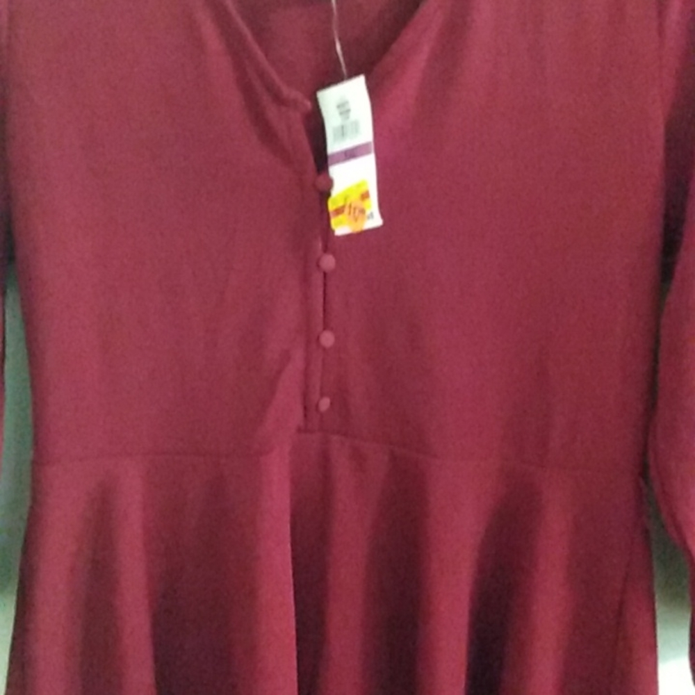 Burgundy dress by planet gold XXL size midi length polyester 96% &4%spandex